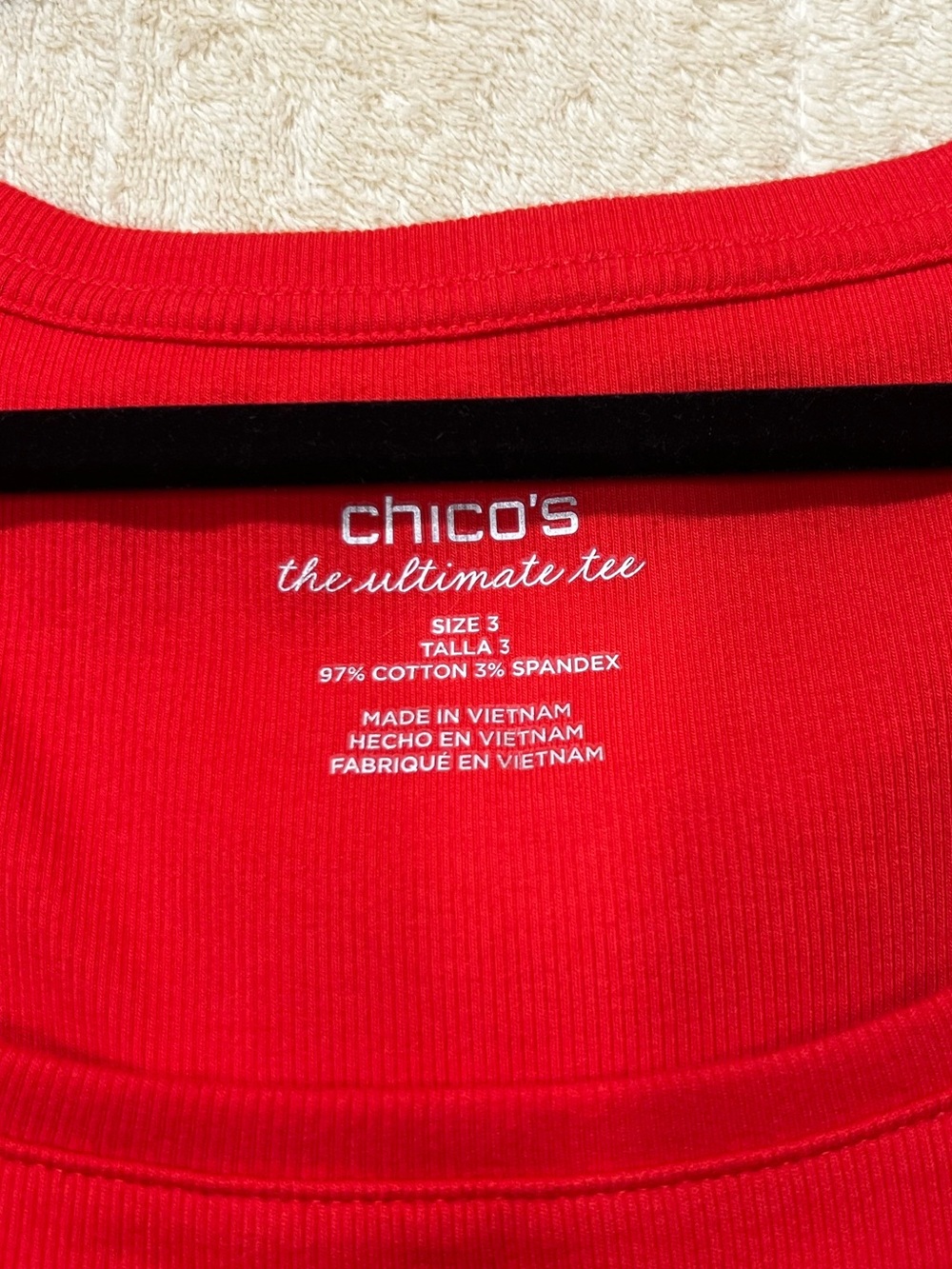 NWT Chico’s Ultimate Tee Red Ribbed Tank Top Size 3 XL - Picture 3 of 5